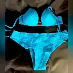 La Perla Turquoise Bikini set with Brazilian cut bottoms.